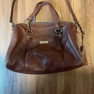 Coach Avery Pebble Leather Satchel In Oxblood